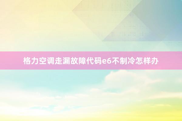 格力空调走漏故障代码e6不制冷怎样办