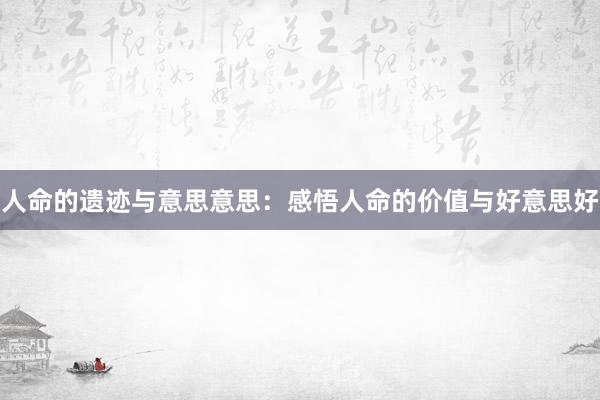 人命的遗迹与意思意思：感悟人命的价值与好意思好